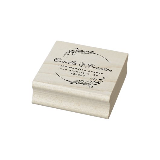 Elegante Botanische Classy Lettering Trouwadres Rubberstempel (Stempel)
