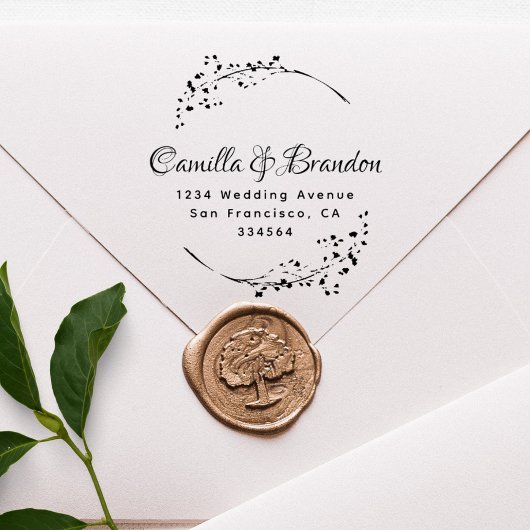 Elegante Botanische Classy Lettering Trouwadres Rubberstempel