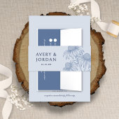 Elegante Botanische Coneflower Dusty Blue Wedding Uitnodigingen Wikkel