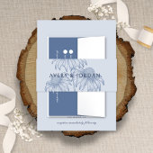 Elegante Botanische Coneflower Dusty Blue Wedding Uitnodigingen Wikkel