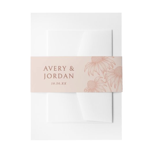 Elegante botanische coneflower terracotta bruiloft uitnodigingen wikkel (Voorkant Voorbeeld)
