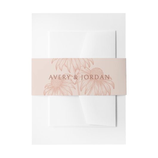 Elegante botanische coneflower terracotta bruiloft uitnodigingen wikkel (Voorkant Voorbeeld)