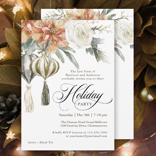 Elegante Botanische Corporate Holiday Party Kaart