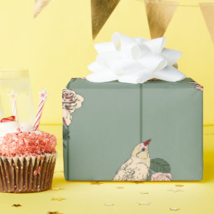 Elegante botanische crème met vogels en bloemen cadeaupapier