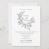 Elegante Botanische Crest Chic Script Fotobruiloft Kaart (Voorkant)
