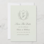 Elegante botanische crest krans bruiloft save the date (Voorkant)