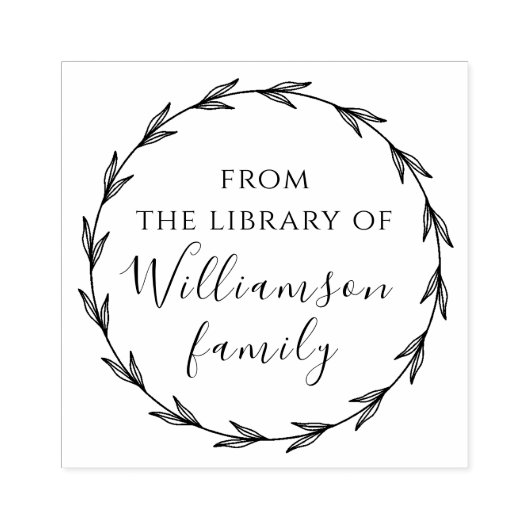 Elegante Botanische Custom Family Library Boeken Rubberstempel (Afrduk)