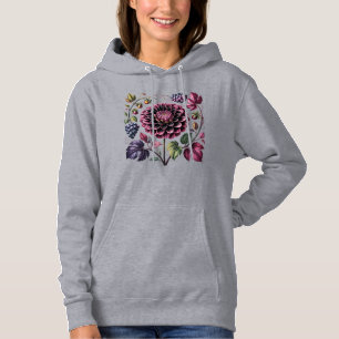 Elegante Botanische Dahlia & Grapevine Floral Art Hoodie