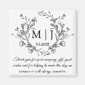 Elegante botanische dank u bruiloft stijlvol magneet (Voorkant)