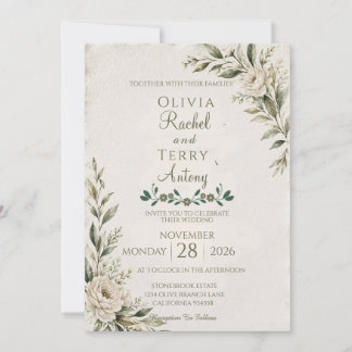 Elegante Botanische Deckle Rand Trouwkaart Kaart
