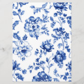 Elegante botanische Delfts blauw en crème menu (Achterkant)