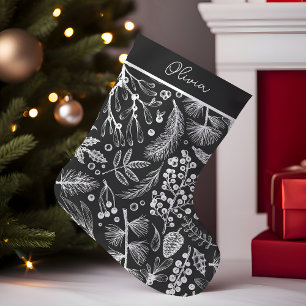 Elegante Botanische Dennen En Bessen Persoonlijk Kleine Kerstsok