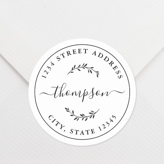 Elegante Botanische Douane Ronde Terugkeeradres Ronde Sticker