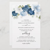 Elegante Botanische Dusty Blue bruiloft uitnodigin Briefpapier (Voorkant / Achterkant)