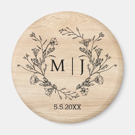 Elegante botanische eenvoudige bruiloft rustiek ho magneet (Voorkant)