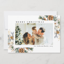 Elegante Botanische Eenvoudige Klassieke Foto Kers Feestdagenkaart