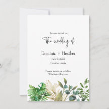 Elegante Botanische en Foto Bruiloft Uitnodiging