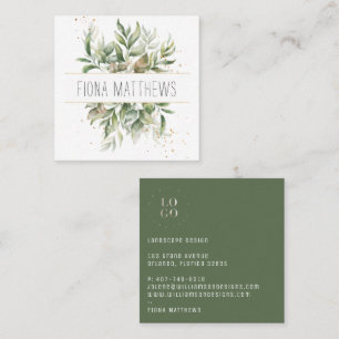 Elegante botanische eucalyptus groen succulent vierkante visitekaartje