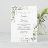 Elegante botanische eucalyptus groen Uitnodiging (Staand voorkant)