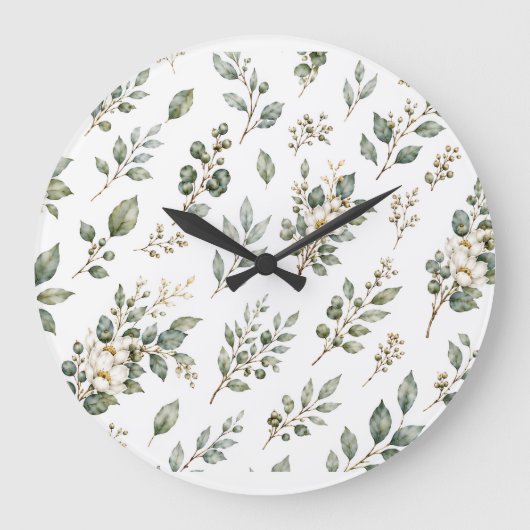 Elegante botanische Eucalyptus grote klok (Voorkant)