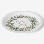 Elegante botanische Eucalyptus Kerst Papier bord (Gekanteld)