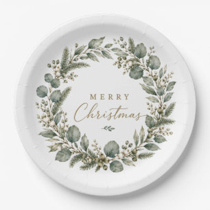 Elegante botanische Eucalyptus Kerst Papier bord