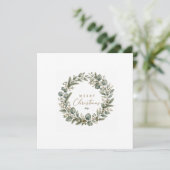 Elegante Botanische Eucalyptus Kerst Uitnodiging (Staand voorkant)