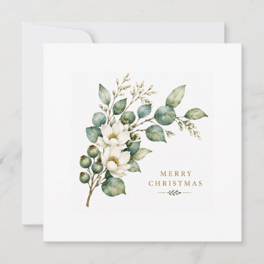 Elegante botanische Eucalyptus Kerstkaart (Voorkant)
