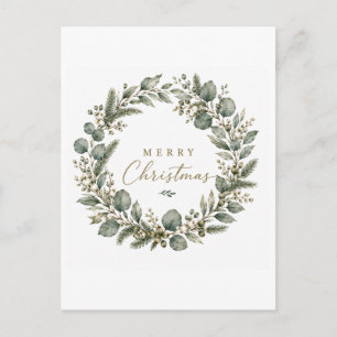 Elegante botanische Eucalyptus Kerstkaart Briefkaart