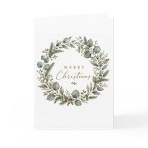 Elegante botanische Eucalyptus Kerstkrans kaart