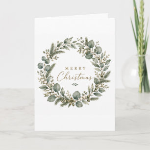 Elegante botanische Eucalyptus Kerstkrans kaart