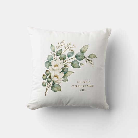 Elegante botanische Eucalyptus Kerstkussen Kussen (Voorkant)