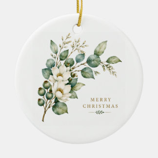 Elegante botanische Eucalyptus Kerstornament Keramisch Ornament