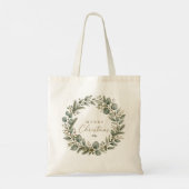 Elegante botanische Eucalyptus Kersttas Tote Bag (Achterkant)