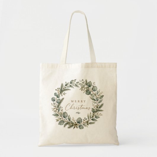 Elegante botanische Eucalyptus Kersttas Tote Bag (Voorkant)