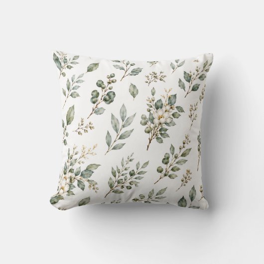 Elegante botanische eucalyptus kussen (Voorkant)