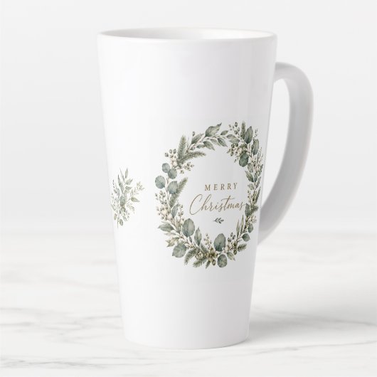 Elegante botanische eucalyptus latte mok (Rechterhoek)