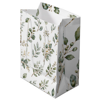Elegante botanische eucalyptus middelgrote cadeaut medium cadeauzakje