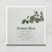 Elegante botanische eucalyptus minimalistische bus vierkante visitekaartje (Voorkant)