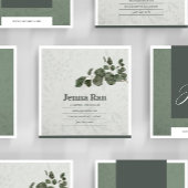 Elegante botanische eucalyptus minimalistische bus vierkante visitekaartje