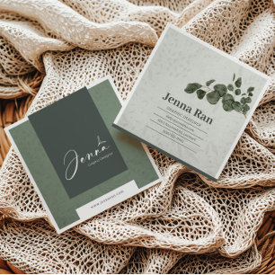 Elegante botanische eucalyptus minimalistische bus vierkante visitekaartje