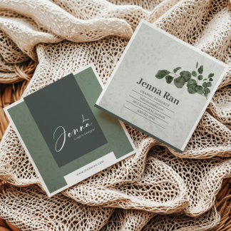 Elegante botanische eucalyptus minimalistische bus vierkante visitekaartje