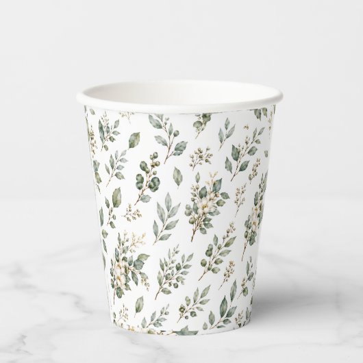 Elegante botanische eucalyptus papieren beker (Voorkant)