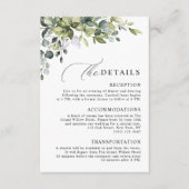 Elegante Botanische Eucalyptus QR Code Bruiloft Informatiekaartje (Voorkant)