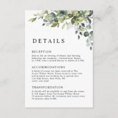 Elegante Botanische Eucalyptus QR Code Bruiloft Informatiekaartje (Voorkant)