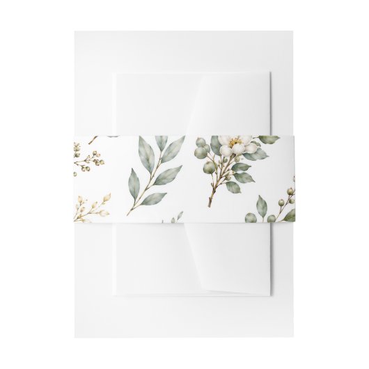 Elegante botanische eucalyptus tailleband uitnodigingen wikkel (Voorkant Voorbeeld)