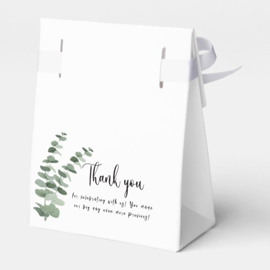 Elegante Botanische Eucalyptus waterverf Bruiloft Bedankdoosjes (Achterkant)