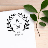 Elegante Botanische Ex Libris Monogram Bibliotheek Zelfinktende Stempel