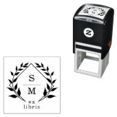Elegante Botanische Ex Libris Monogram Bibliotheek Zelfinktende Stempel (In situ)