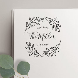 Elegante Botanische Familie Bookplate Zelfinktende Stempel